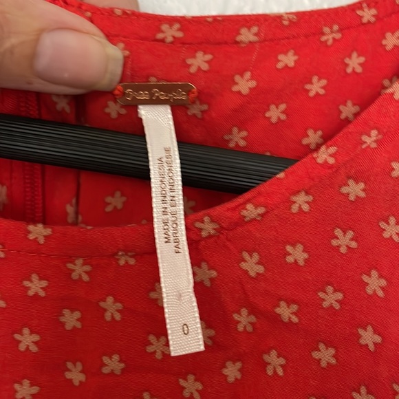 Free People Red Tan Micro Floral Sleeveless Belted Dress 0 - Picture 2 of 4